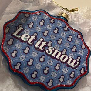 Let It Snow Glass Christmas Ornament 3.5 Inch Holiday Decor (NWT)